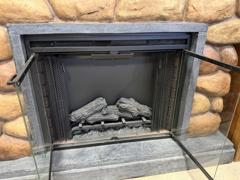 Rustic Stone Electric Fireplace Console