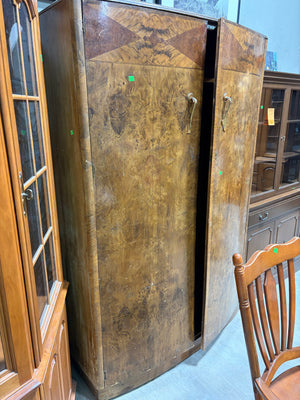 Vintage Burl Wood Armoire Cabinet