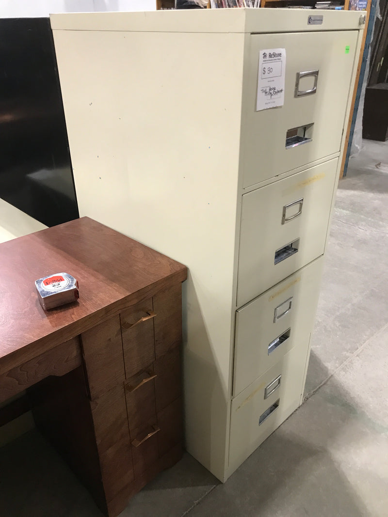 Tall Beige Filing Cabinet With 4 Drawers