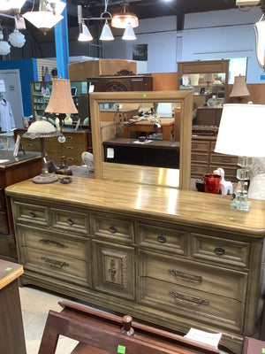 9 Drawer Vintage Dresser with Mirror
