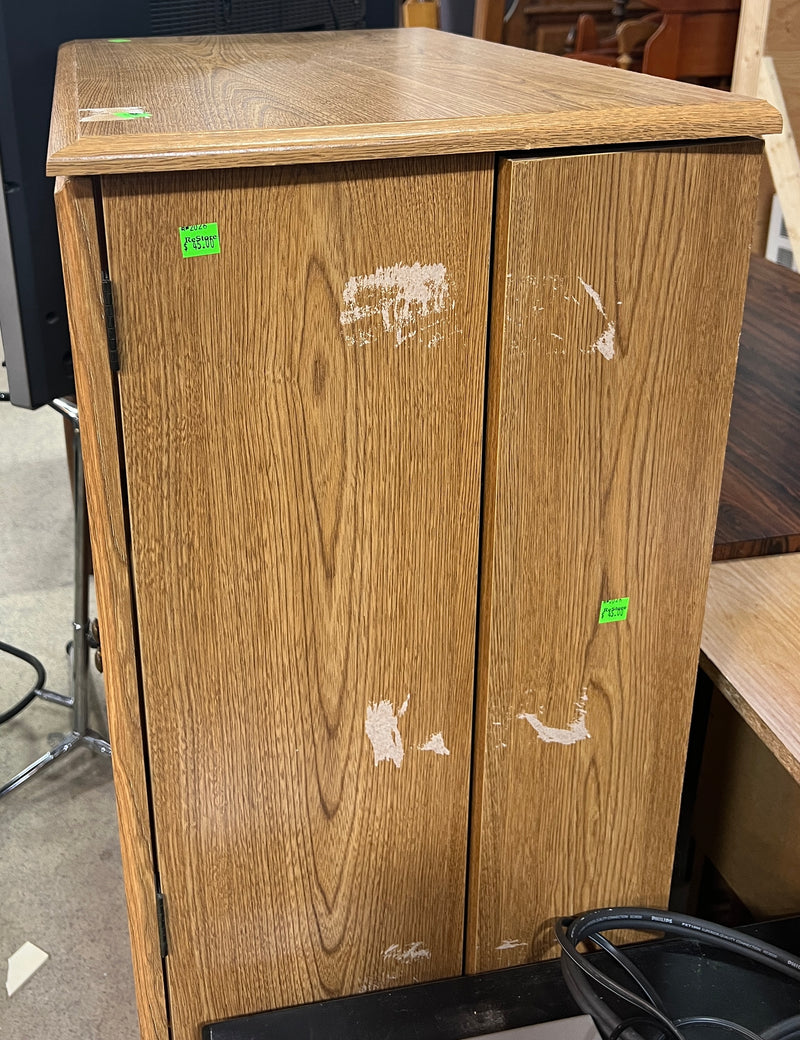 Wood Media Storage Cabinet with Glass Doors