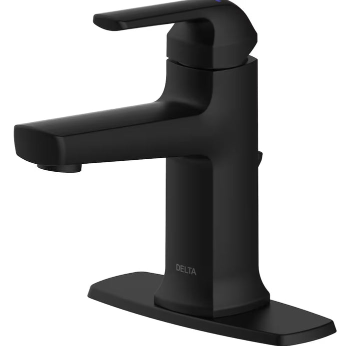 Delta Struct Single Hole Single Handle Lever Bathroom Sink Faucet Standard Flow Deck Mount in Matte Black
