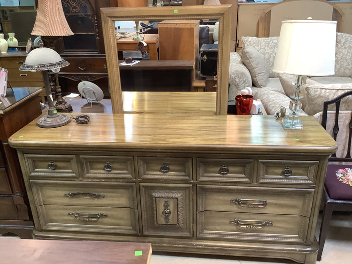 9 Drawer Vintage Dresser with Mirror