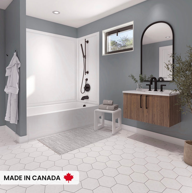 Effika 6030 Polystyrene Glue Up Three-Piece Tub Wall Surround in White