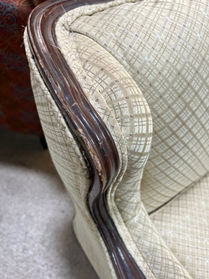 Vintage Beige Wingback Accent Armchair