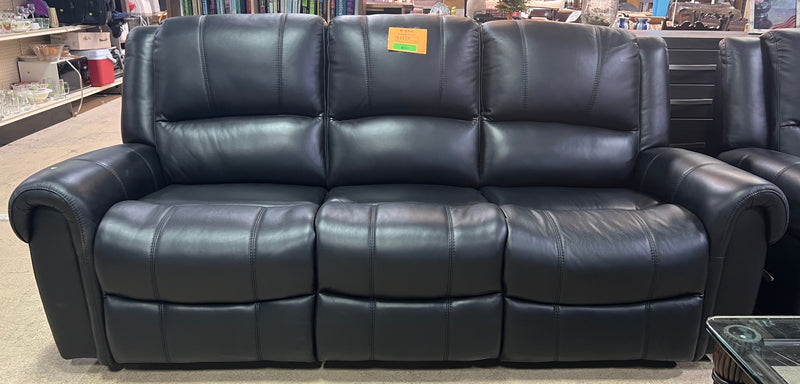 Leather Reclining 3-Seater Sofa In Black