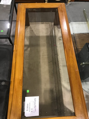 Honey Brown Wooden Coffee Table With Glass Top