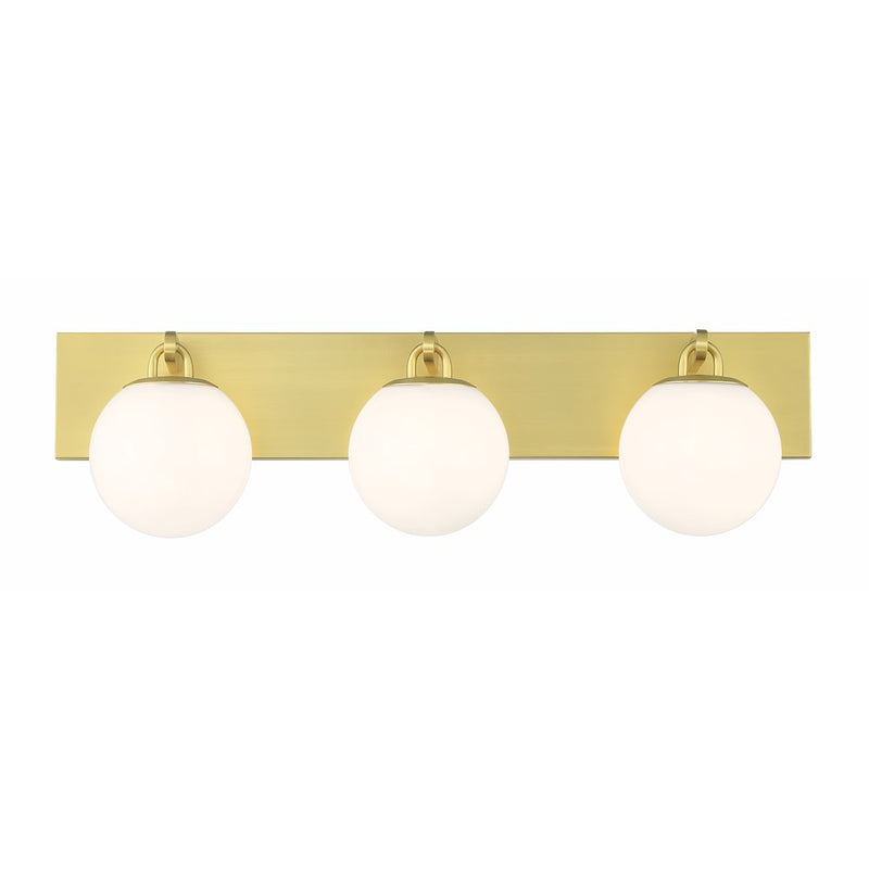 GlucksteinElements Orly 3-Light Vanity Light — Brushed Brass & Opal White Glass