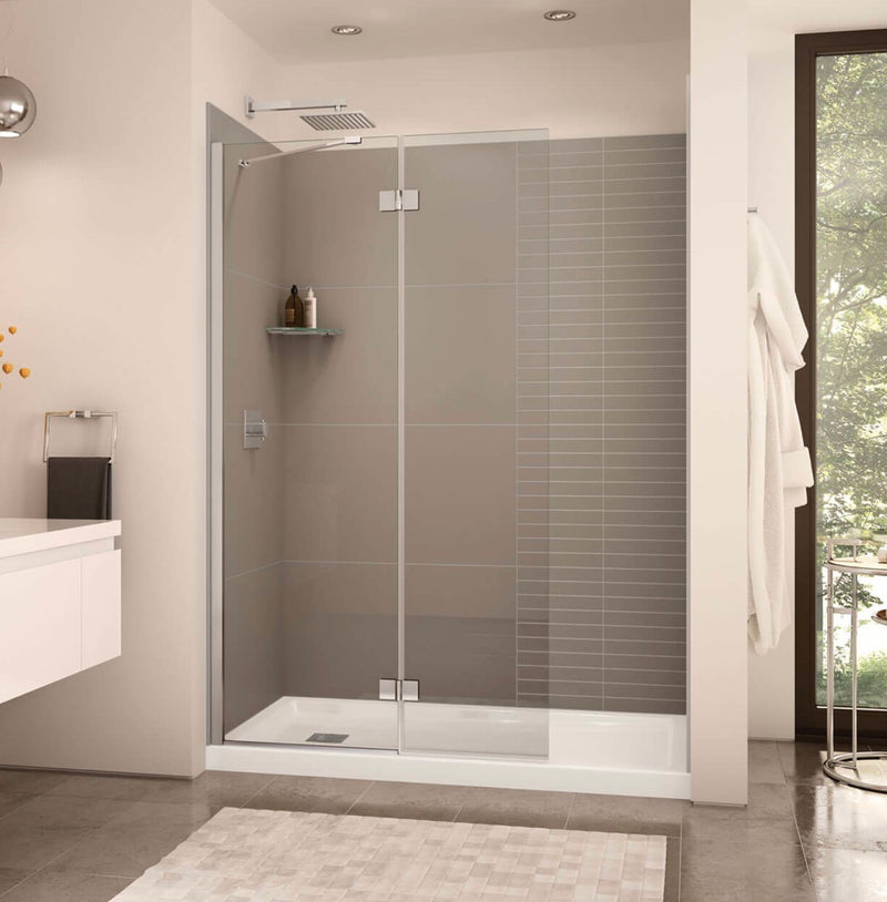 Edge Duo 42” 75” 8mm Pivot Shower Screen for Alcove Installation with Clear glass in Chrome