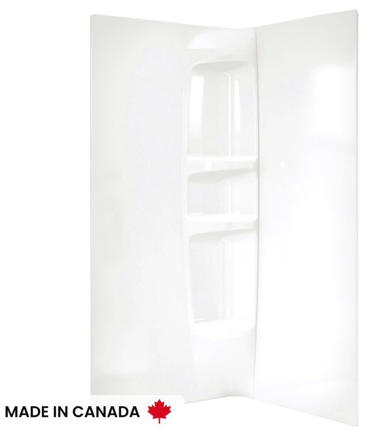 36” x 36” Acrylic Direct-to-Stud Two-Piece Corner Shower Wall Kit in White