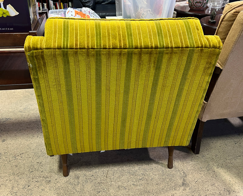 Vintage Mid-Century Modern Chartreuse Velvet Armchair
