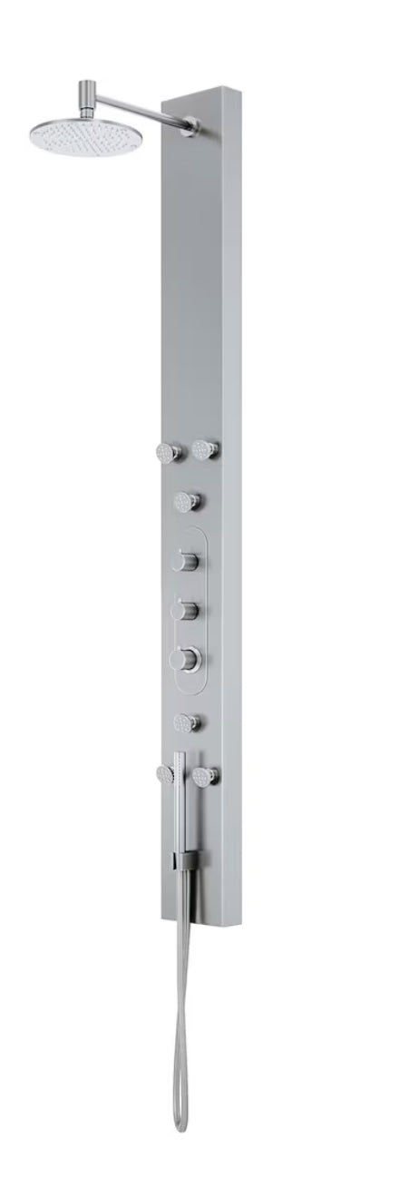 VIGO Dilana Jet High Pressure Shower Panel System with Round Fixed Rain Shower Head in Stainless Steel