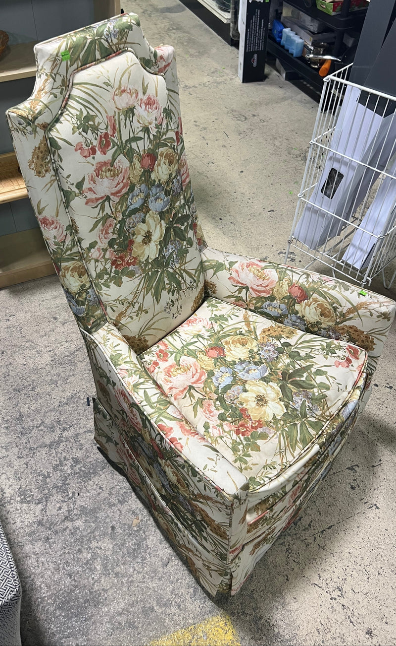 Floral Vintage High-Back Accent Chair