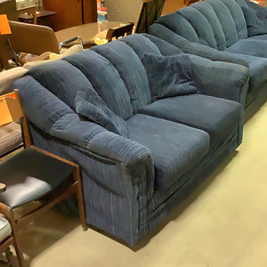 Striped Blue Love Seat