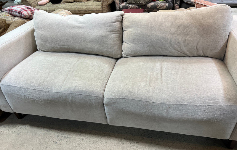 Contemporary Beige Oversized Sofa with Plush Cushions and Modern Track Arms