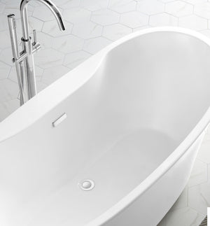 OVE Canberra 60-in Glossy White Acrylic Freestanding Bathtub