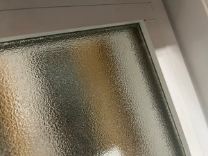 Frosted Privacy Window with Colonial Grid – White Frame
