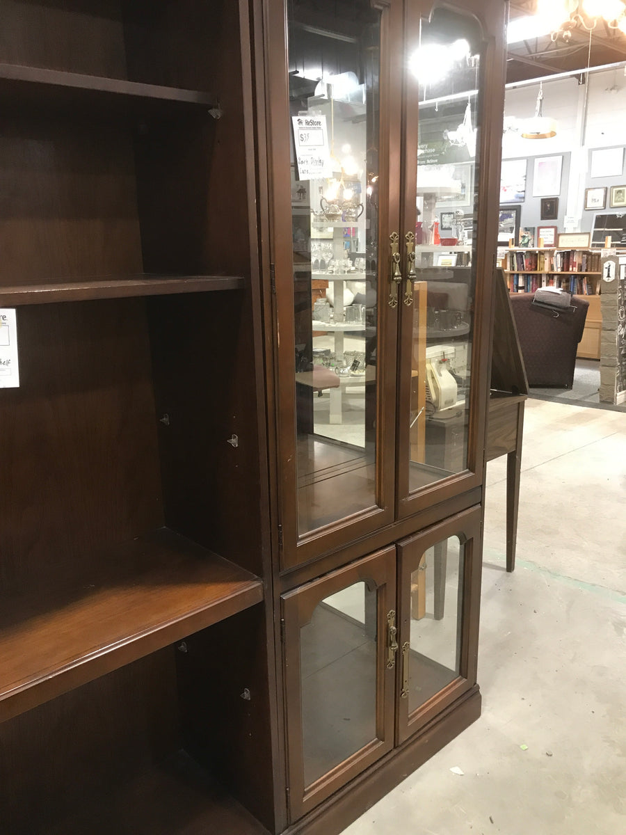 Dark Brown Wooden Display Case With Cabinet Style Doors – Habitat for ...