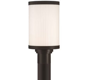 Massey 1-Light 15” H Integrated LED Outdoor Post Lantern Light Black Metal Finish with White Panel Glass