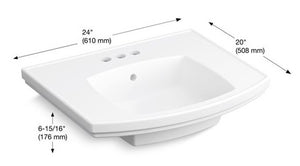 Pedestal Bathroom Sink Basin with 4-in Centerset Faucet Holes