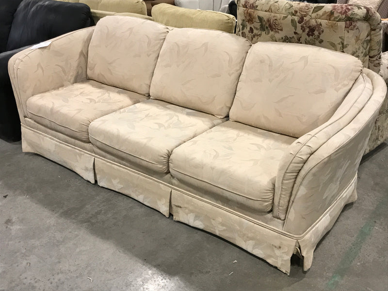 Large Cream Floral-Patterned 3-Seater Sofa