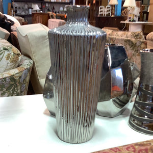 Striated Chrome Vase