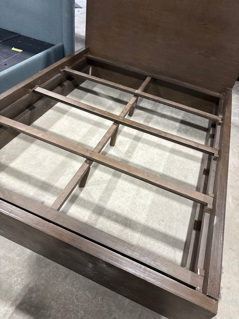 Dark Brown Wood Grain Platform Bedframe - Queen