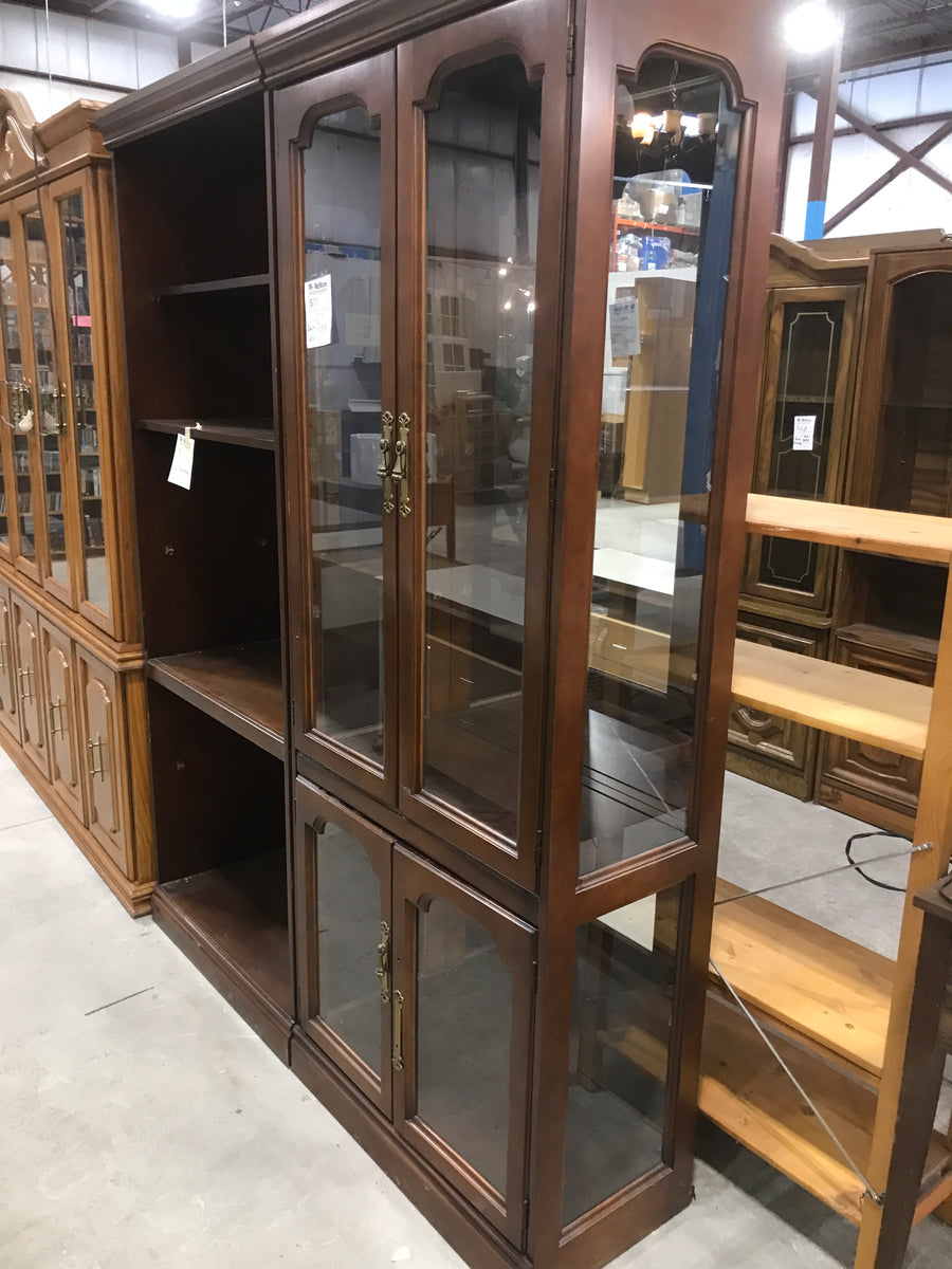 Dark Brown Wooden Display Case With Cabinet Style Doors – Habitat for ...