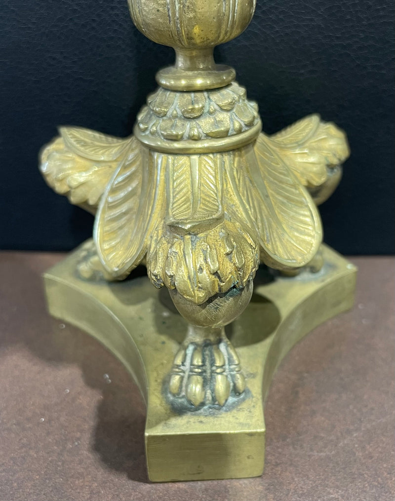 Pair of Antique French Empire - Restoration style gilt bronze candlesticks