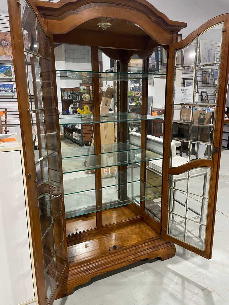 Vintage Solid Oak Display Cabinet.