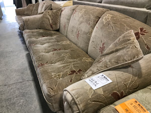 Beige Floral 3 Seater Sofa With 2 Matching Pillows