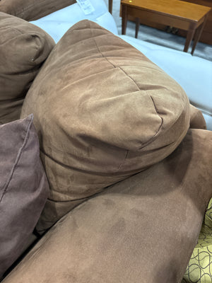 Brown Microsuede Plush Loveseat with Cushions