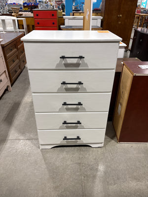 White Tall Dresser with Black Pulls