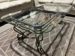 Glass & Wrought Iron Coffee Table