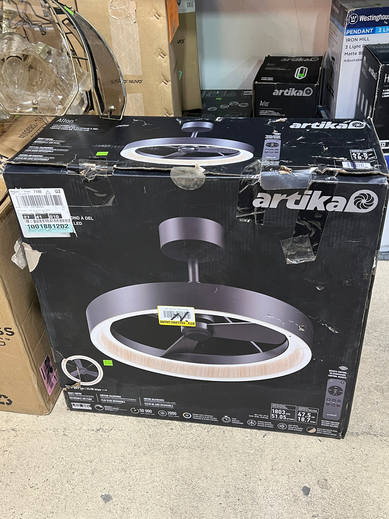 Artika Alton 24" LED Fandelier, 8CCT, 3-Speed, Black/Wood
