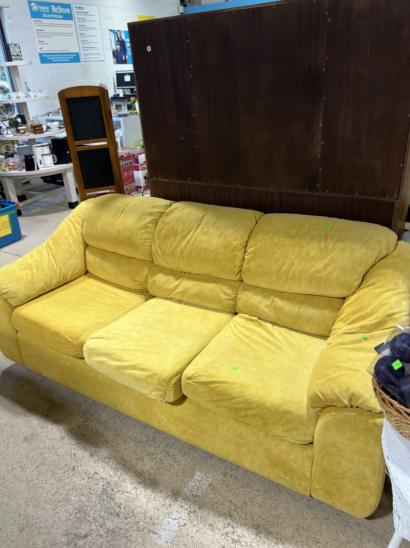 Yellow Faux Suede Sofa