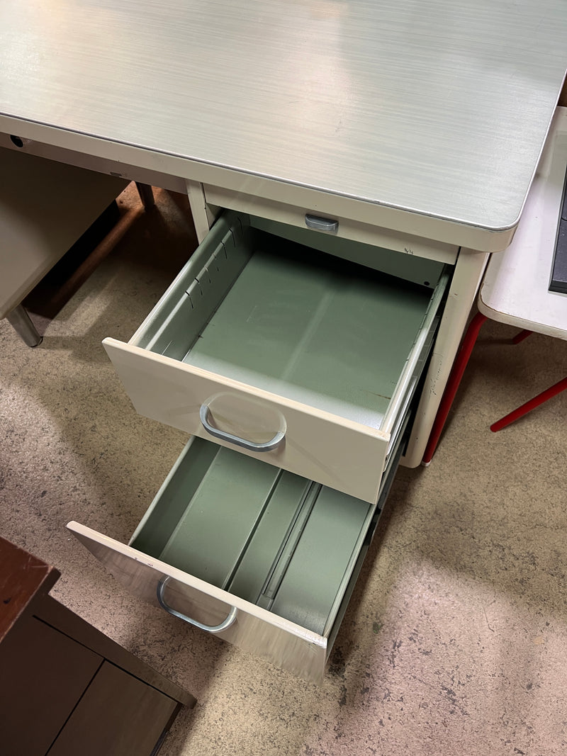 Vintage Mid-Century Tanker-Style Metal Desk