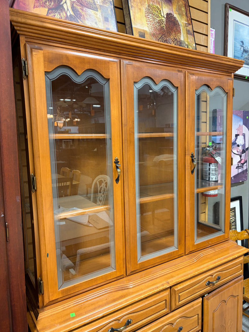 Solid Wood Display Hutch & Buffet Cabinet