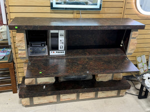 Vintage Stone-Style Fireplace Entertainment Console
