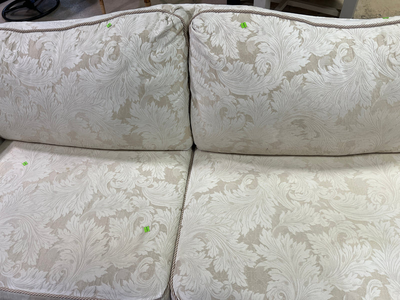 Traditional Cream Damask Camelback Loveseat