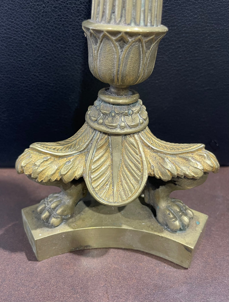Pair of Antique French Empire - Restoration style gilt bronze candlesticks