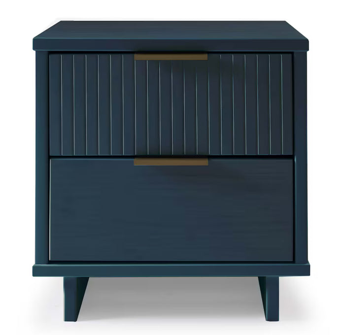 Manhattan Comfort Granville Modern Nightstand 2.0 with 2 Full Extension Drawers in Midnight Blue