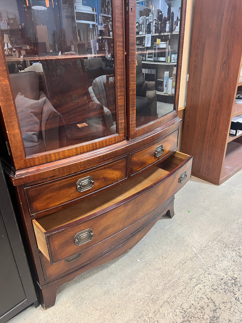 Classic Mahogany Bow-Front China Cabinet