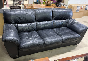 Classic Black Leather Sofa