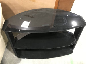 Black Stained Glass TV Stand With 3 Shelves