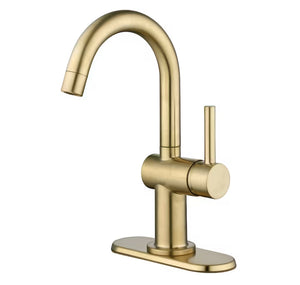 Dorind Single Hole Single-Handle High-Arc Bathroom Faucet in Matte Gold