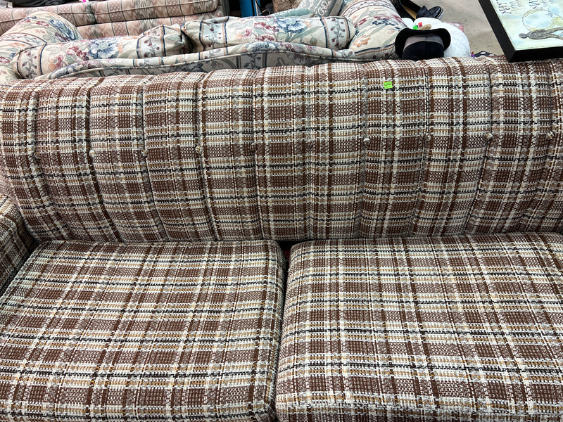 Vintage Plaid Herculon Sleeper Sofa