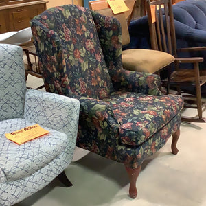 Navy Blue Floral Armchair