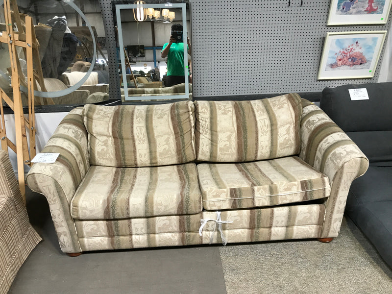 Green and beige love seat sofa bed