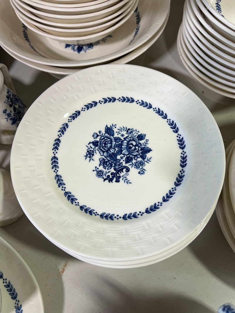 Vintage Royal Florence by Mayfair Blue & White Transferware China Set – 79 Pieces
